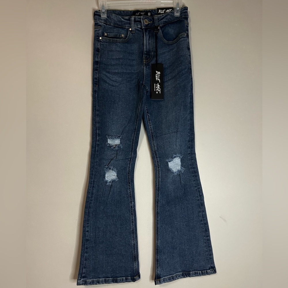 NWT Distressed Blue Age Flare Jeans, Size 3